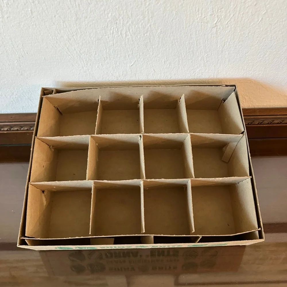 Vintage Shiny Brite Glass Christmas Ornament Box 12 Slot 13x10x3 Storage Empty